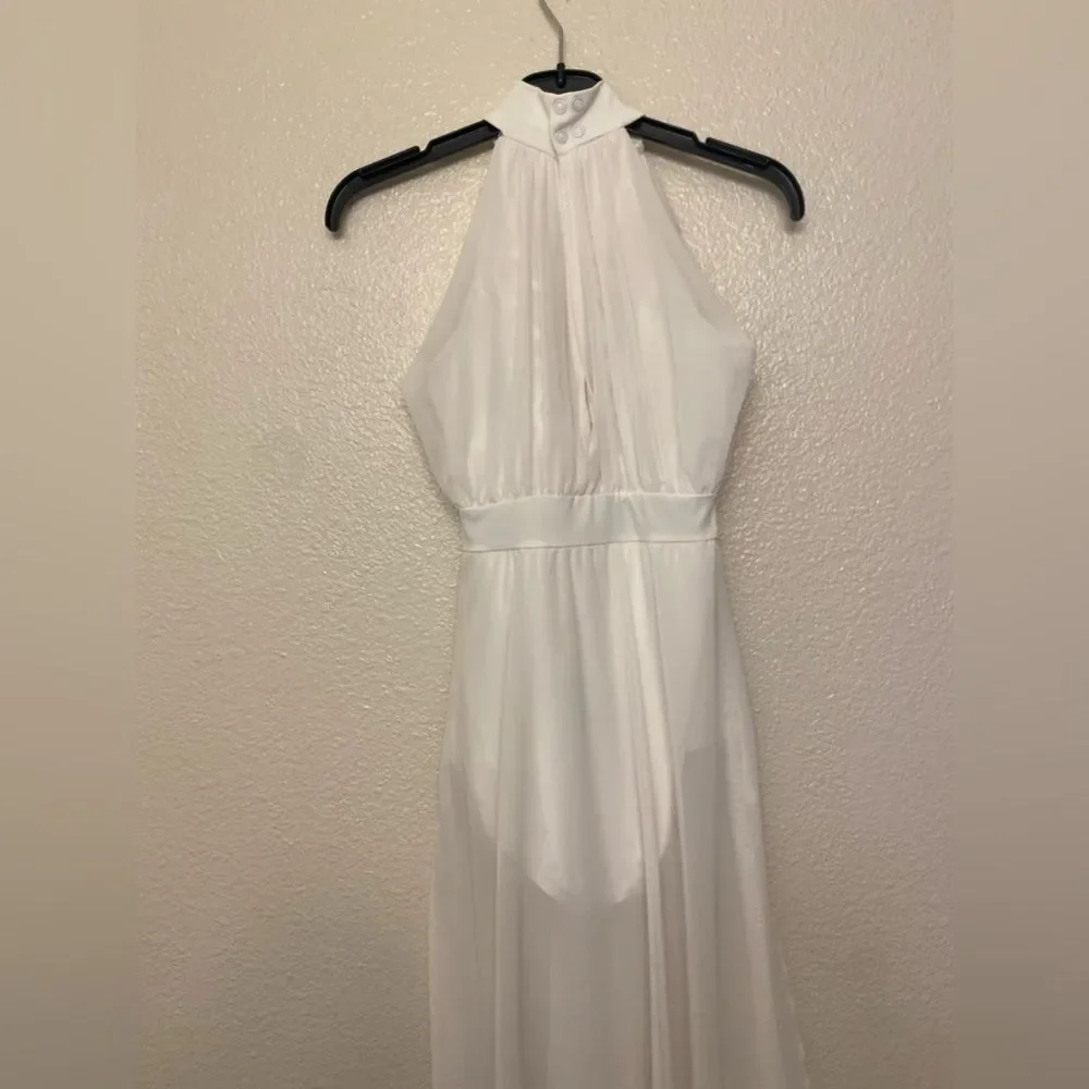 WEISSMAN solo custom Dance lyrical costume maxi dress white 15431 MC med child